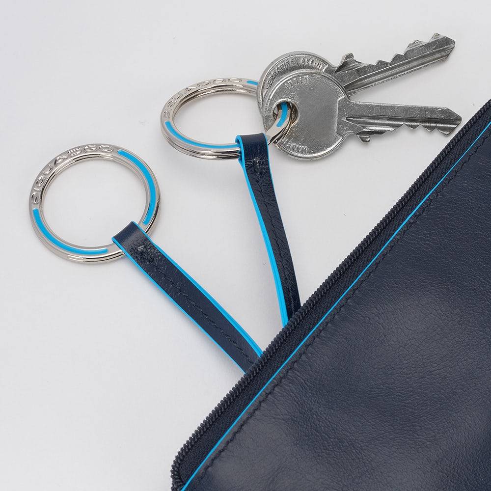 Piquadro Two-ring key case with zipped rear pocket Promozione Limitata