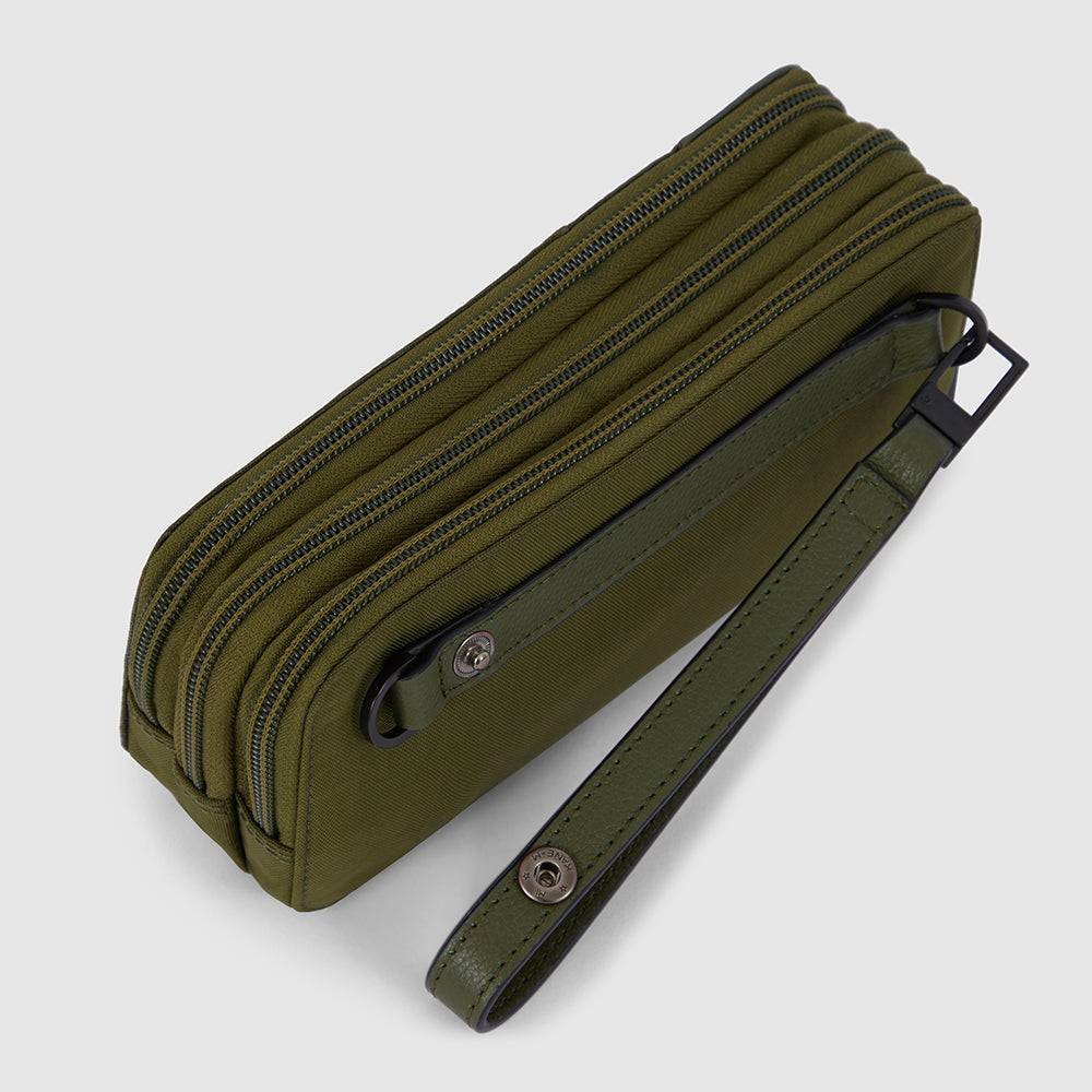 Piquadro Case in recycled fabric with three dividers In Linea