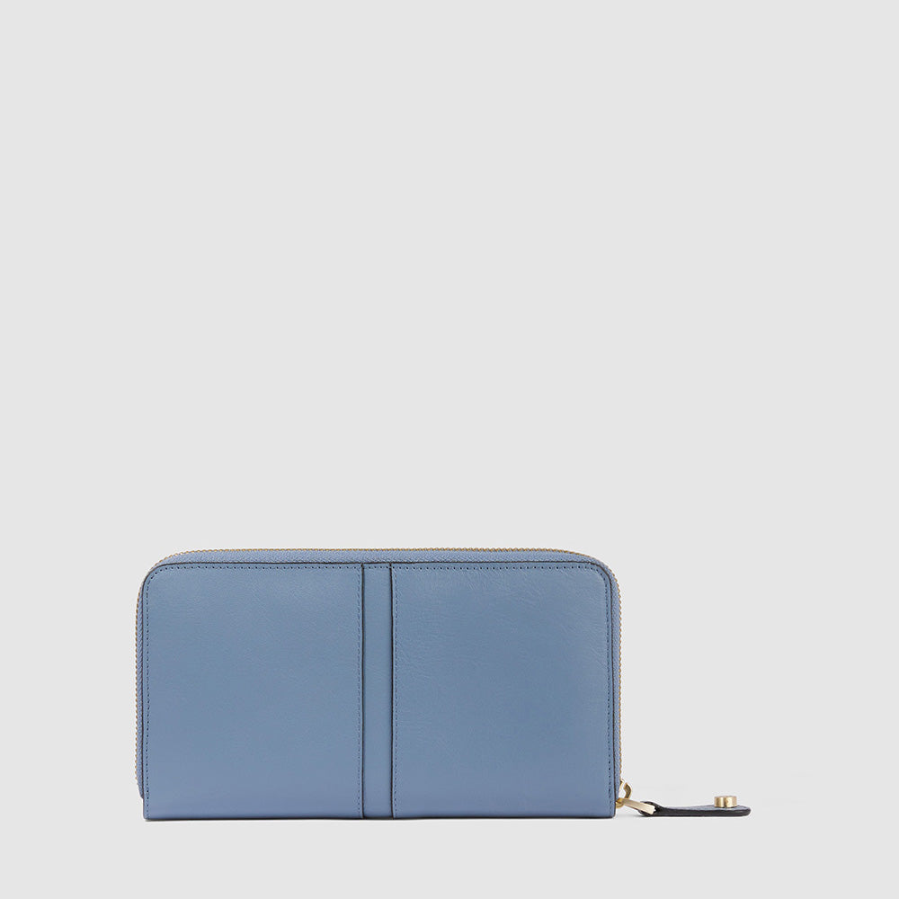 Piquadro Zip-around women’s wallet with four dividers Nuova
