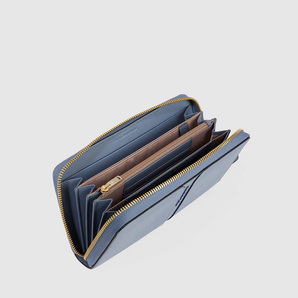 Piquadro Zip-around women’s wallet with four dividers Nuova
