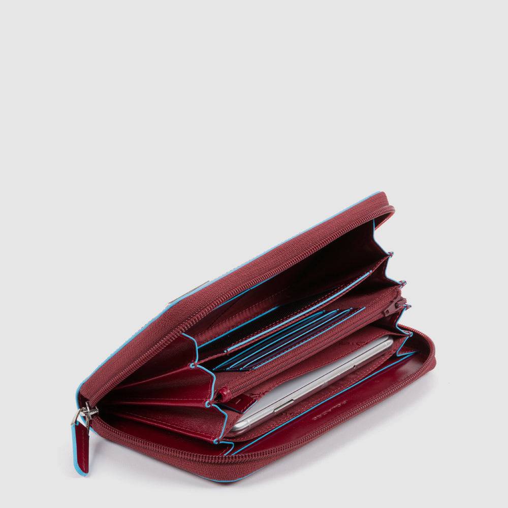 Piquadro Zip-around women’s wallet with four dividers In Linea