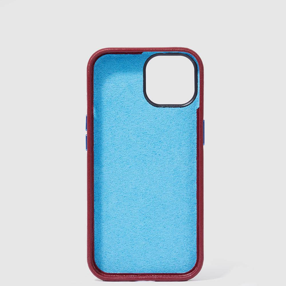 Piquadro Leather case for iPhone® 15 with 6,1” display Saldi Di Fabbrica