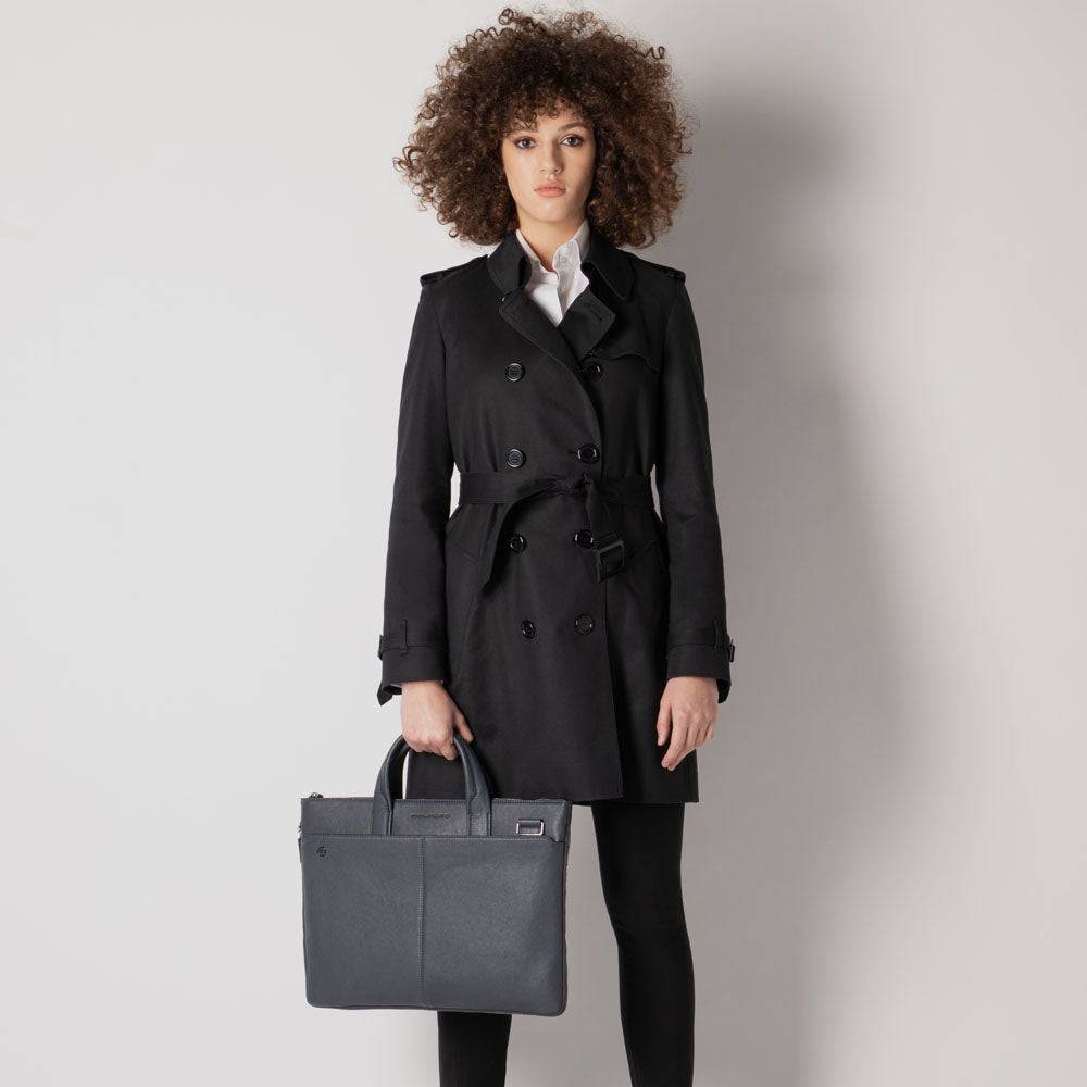 Piquadro Expandable, slim computer bag 15" In Saldo