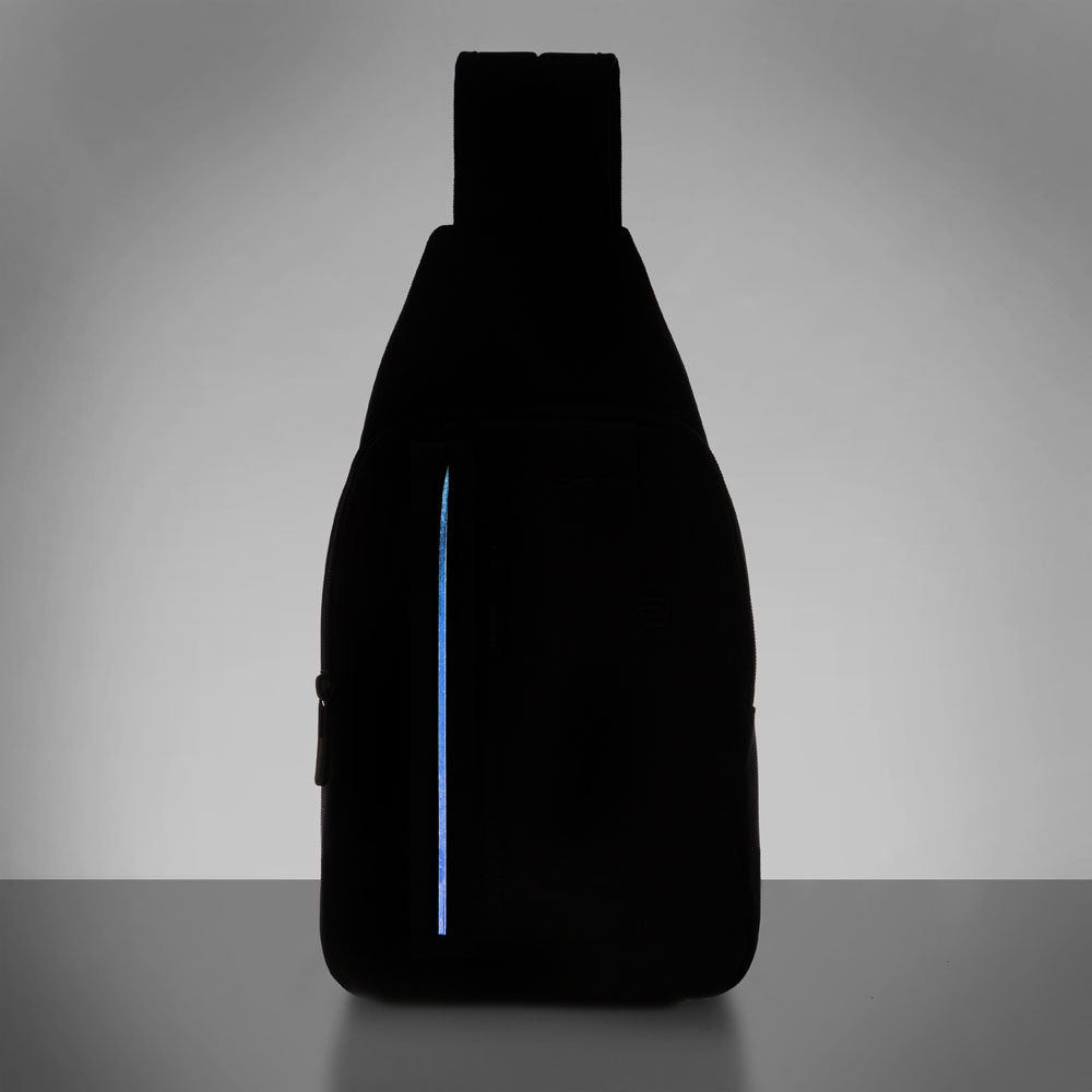 Piquadro Mono sling in recycled fabric with LED light Cyber Monday