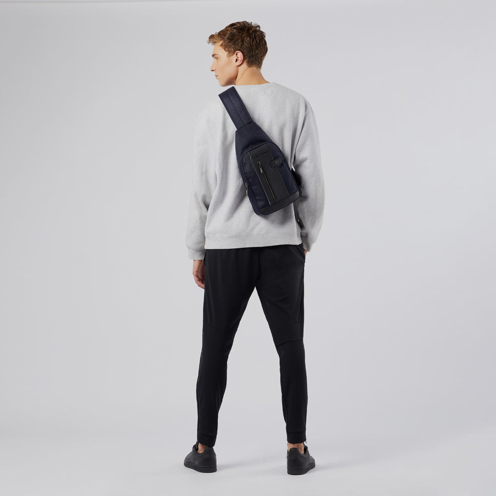 Piquadro Mono sling in recycled fabric with LED light Cyber Monday