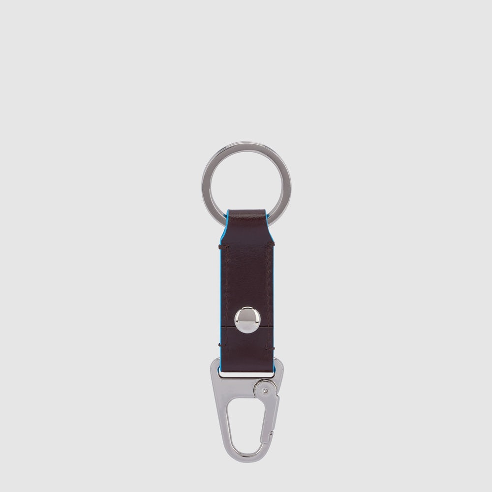 Piquadro Two-ring keychain with carabiner hook Vendita calda