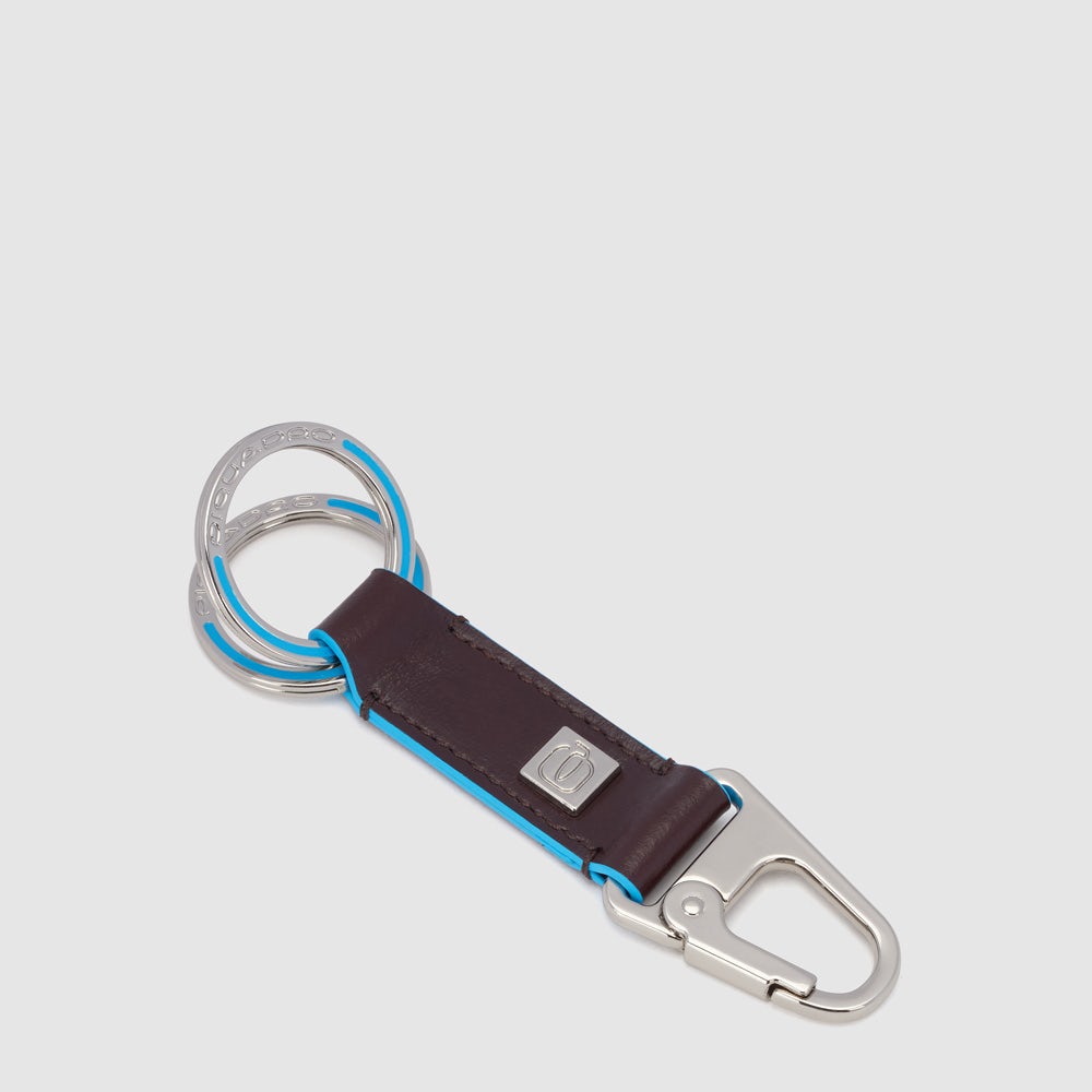 Piquadro Two-ring keychain with carabiner hook Vendita calda