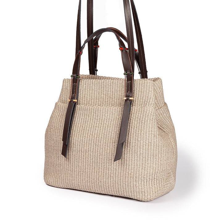 Roberta Gandolfi Fernanda Tote in rafia con finiture in pelle di vitello a doppia portabilità mano o shopping Hotsell