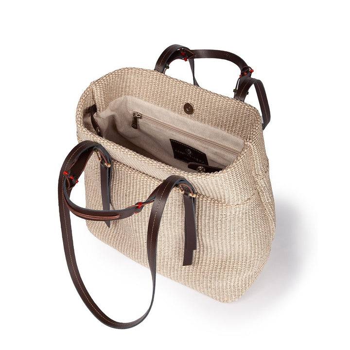 Roberta Gandolfi Fernanda Tote in rafia con finiture in pelle di vitello a doppia portabilità mano o shopping Hotsell