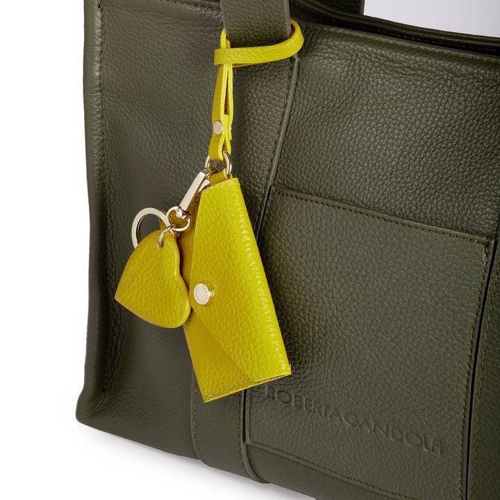 Roberta Gandolfi Tessa shopping in pelle con charms colorato e pratica tasca esterna Vendita Calda