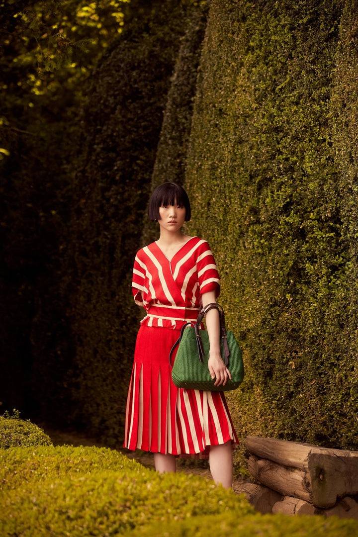 Roberta Gandolfi Fernanda Tote in rafia con finiture in pelle di vitello a doppia portabilità mano o shopping Negozio