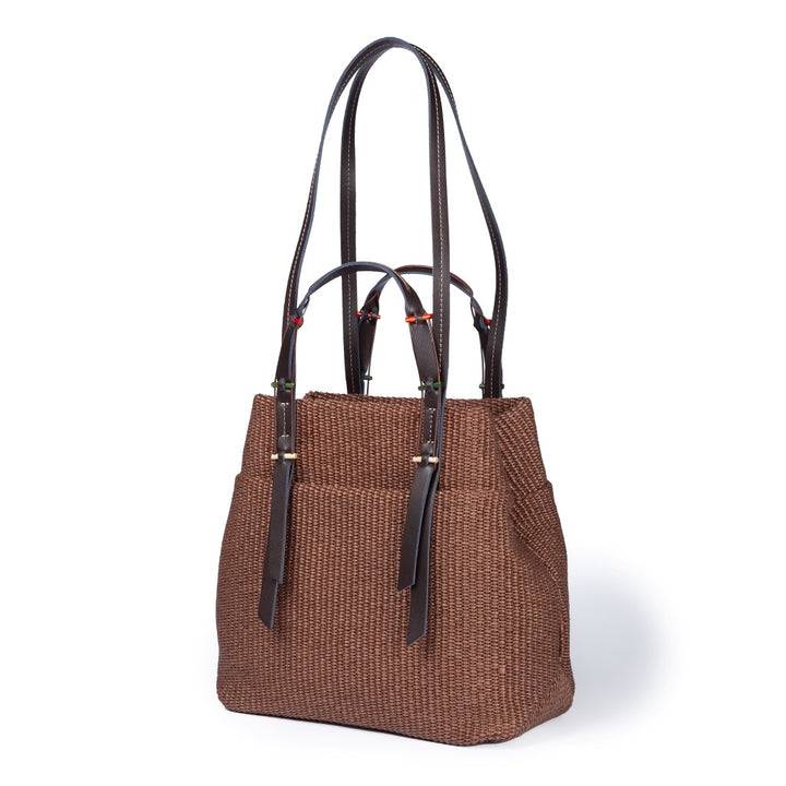 Roberta Gandolfi Fernanda Tote in rafia con finiture in pelle di vitello a doppia portabilità mano o shopping In Saldo
