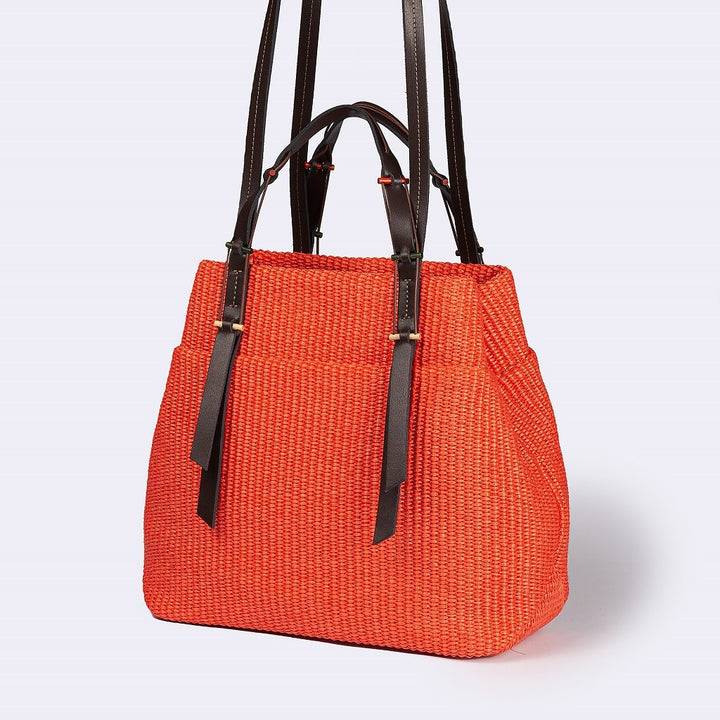 Roberta Gandolfi Fernanda Tote in rafia con finiture in pelle di vitello a doppia portabilità mano o shopping Pezzi Unici