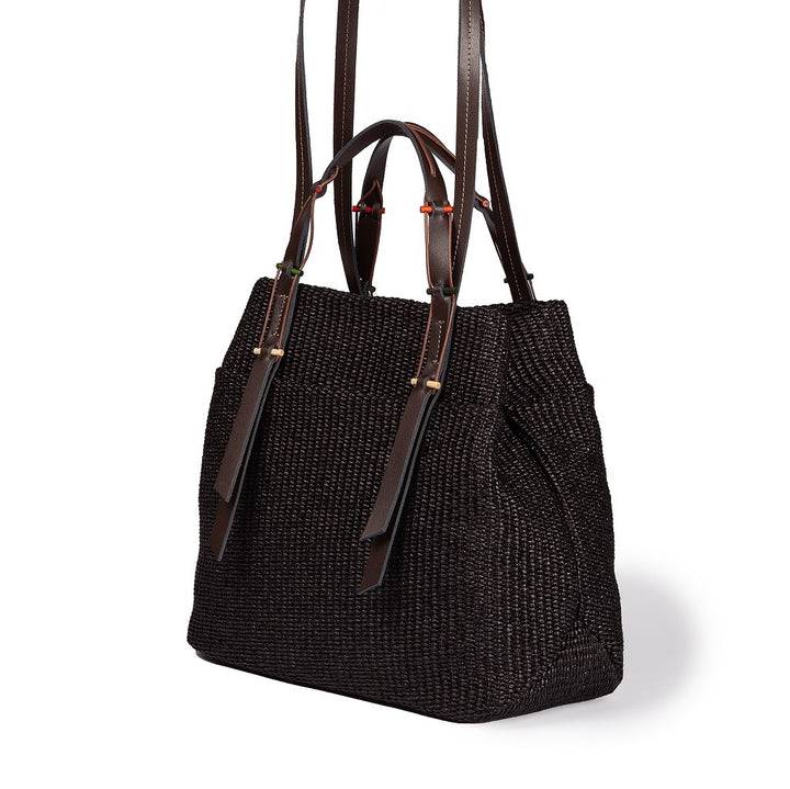Roberta Gandolfi Fernanda Tote in rafia con finiture in pelle di vitello a doppia portabilità mano o shopping Soddisfazione Garantita