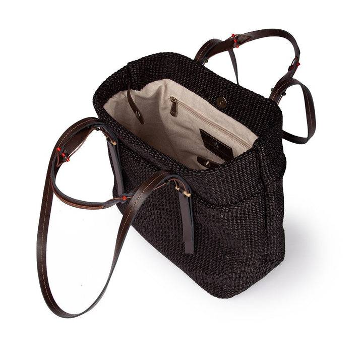 Roberta Gandolfi Fernanda Tote in rafia con finiture in pelle di vitello a doppia portabilità mano o shopping Soddisfazione Garantita