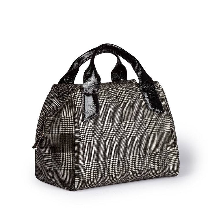 Roberta Gandolfi Arianna Boston in pelle stampa tartan con tracolla staccabile e regolabile Economico