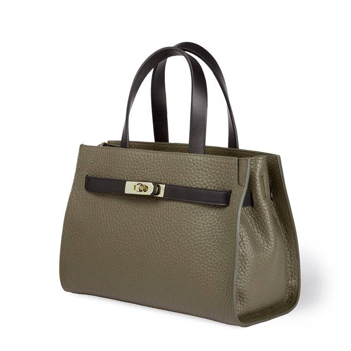 Roberta Gandolfi Frida Handbag in pelle martellata con tracolla logata in tessuto regolabile Outlet