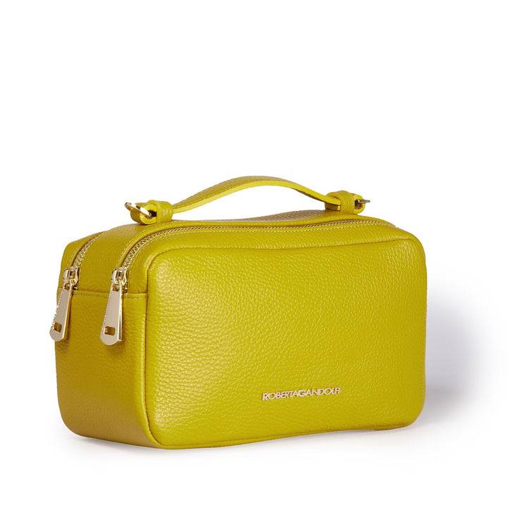 Roberta Gandolfi Brigida camera borsa in pelle con doppio scomparto e tracolla in catena dorata con spallaccio protettivo in pelle Moda