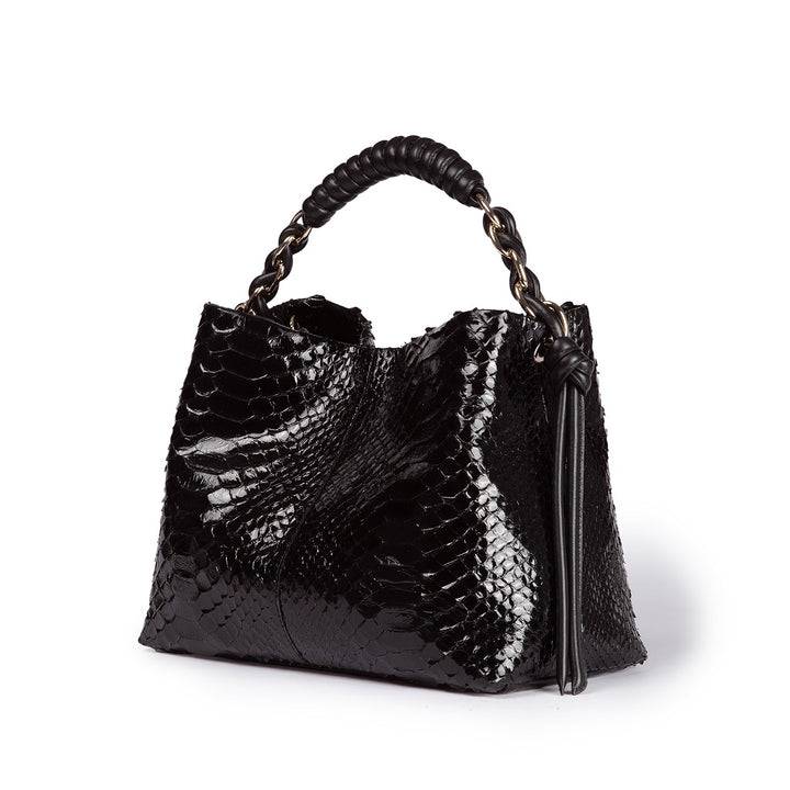 Roberta Gandolfi Amina Pitone small borsa a mano in pitone con finiture in pelle manico tubolare fasciato e tracolla staccabile Promozione Limitata