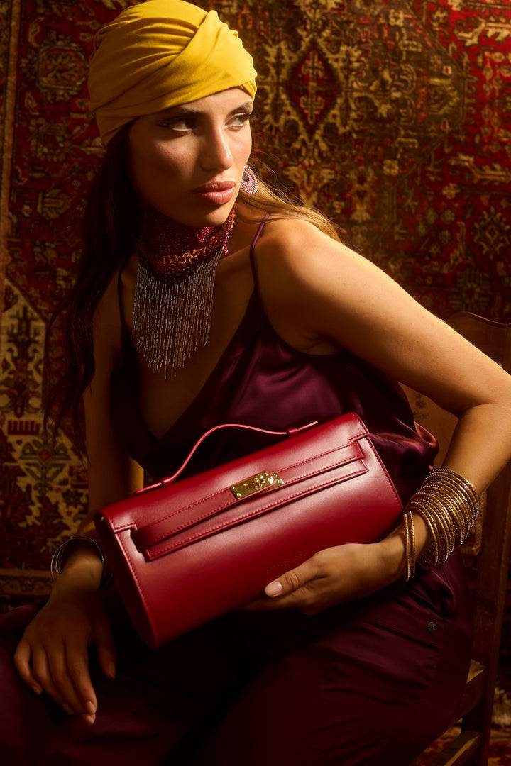 Roberta Gandolfi Jade cluch borsa in pelle con chiusura manico retrattile e tracolla staccabile e regolabile Shopping Online