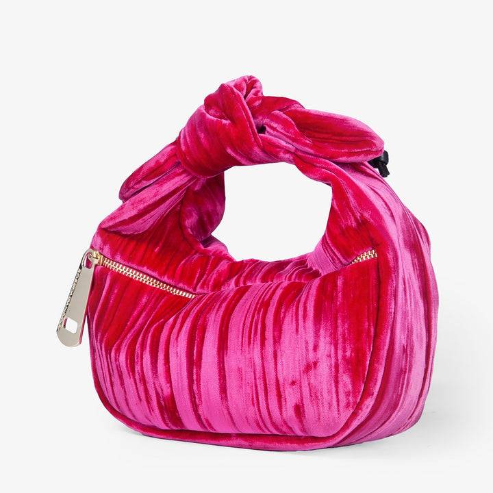 Roberta Gandolfi Bunny Velvet borsa a mano con tracolla staccabile in velluto plissè In Vendita