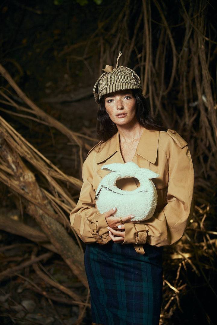 Roberta Gandolfi Bunny Teddy mini bag in shearling con tracolla in pelle staccabile Saldi