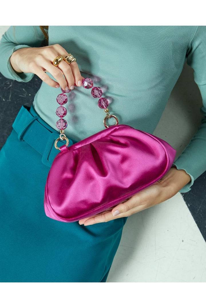 Roberta Gandolfi Sirenetta Puffy mini bag in raso di seta e manico gioiello I Più Venduti