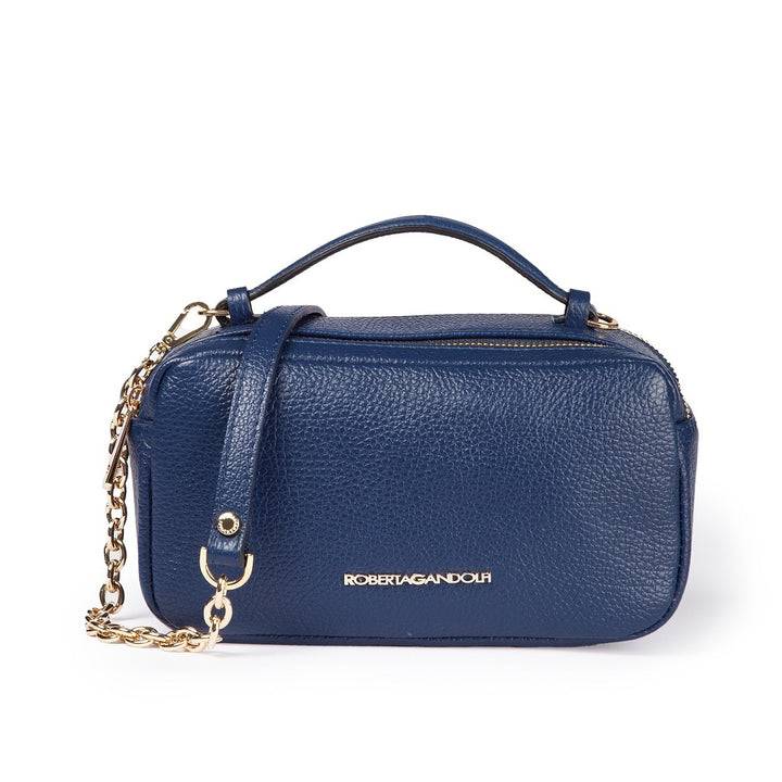 Roberta Gandolfi Brigida camera borsa in pelle con doppio scomparto e tracolla in catena dorata con spallaccio protettivo in pelle Promozione