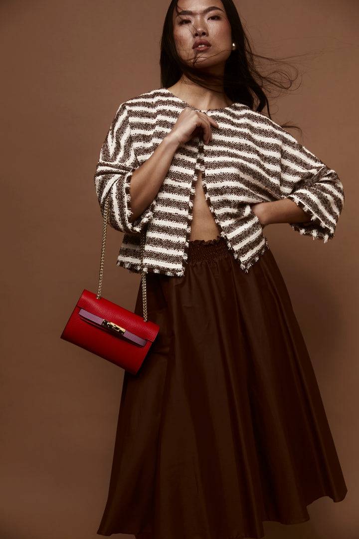 Roberta Gandolfi Chiara tracollina crossbody con chiusura girello e tracolla in catena Soddisfazione Garantita