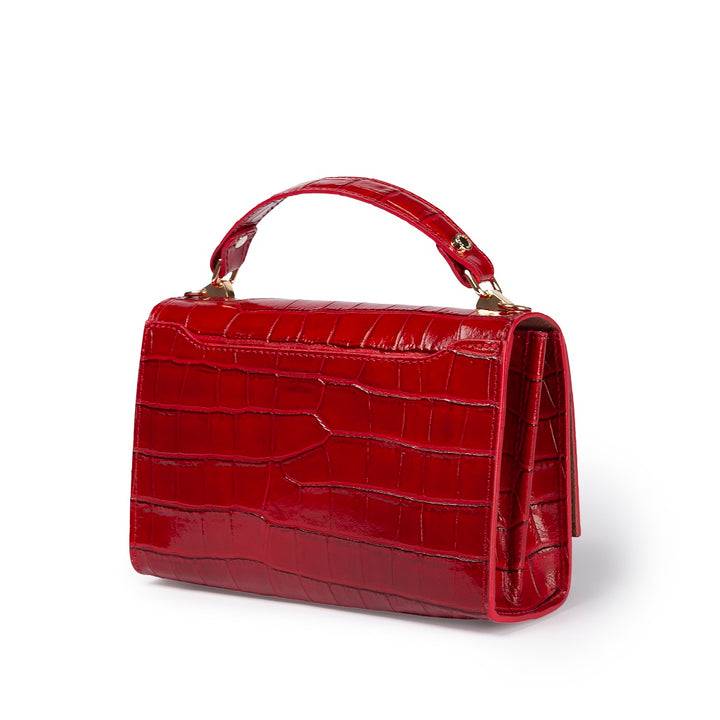 Roberta Gandolfi Nicole cocco compact crossbody borsa in pelle stampa cocco con tramezza interna e tasca esterna con tracolla staccabile e regolabile Offerte