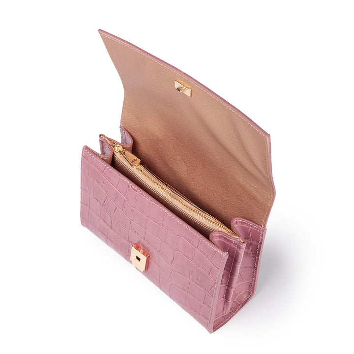 Roberta Gandolfi Nicole cocco compact crossbody borsa in pelle stampa cocco con tramezza interna e tasca esterna con tracolla staccabile e regolabile Vendita Calda