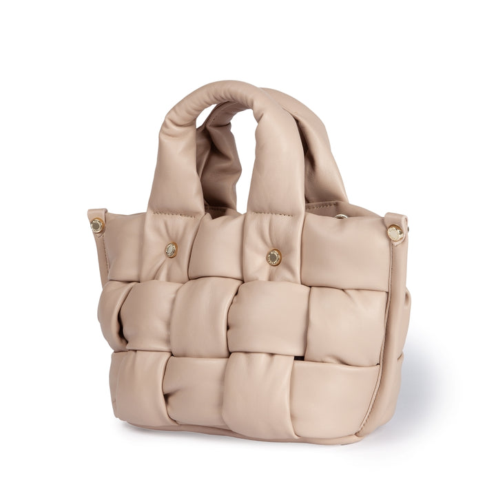Roberta Gandolfi Greta Mini Nappa borsa in soffice pelle di agnello imbottita ed intrecciata a mano Nuova