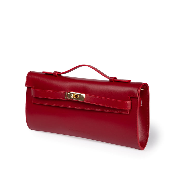 Roberta Gandolfi Jade cluch borsa in pelle con chiusura manico retrattile e tracolla staccabile e regolabile In Saldo