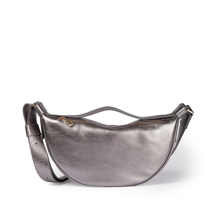 Roberta Gandolfi Micol Banana small cross body in vitello martellato metal con tracolla regolabile Nuovo