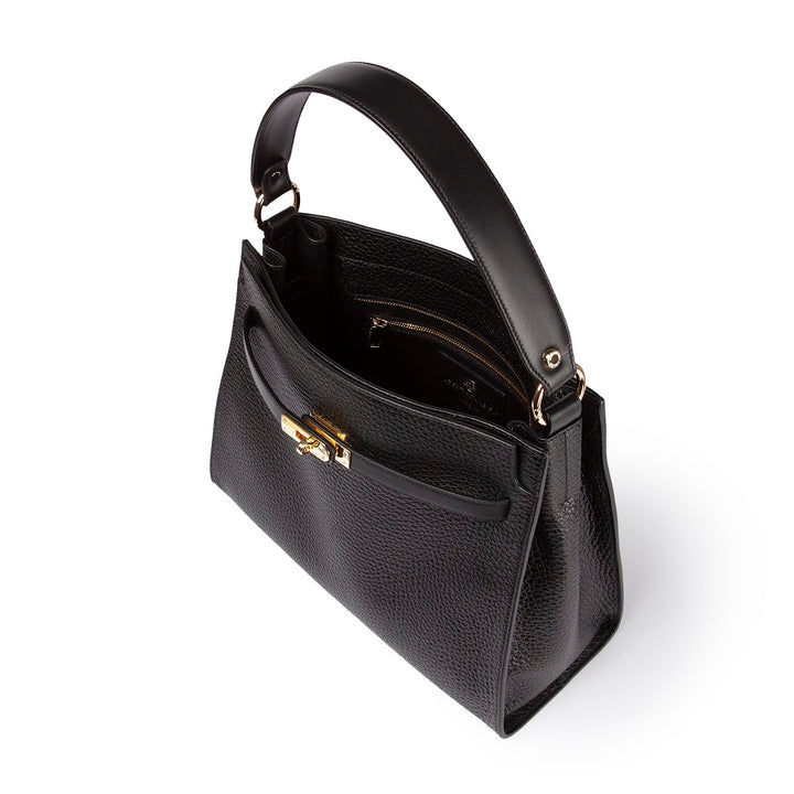 Roberta Gandolfi Frida Satchel in pelle martellata con tracolla logata in tessuto regolabile Consegna Veloce