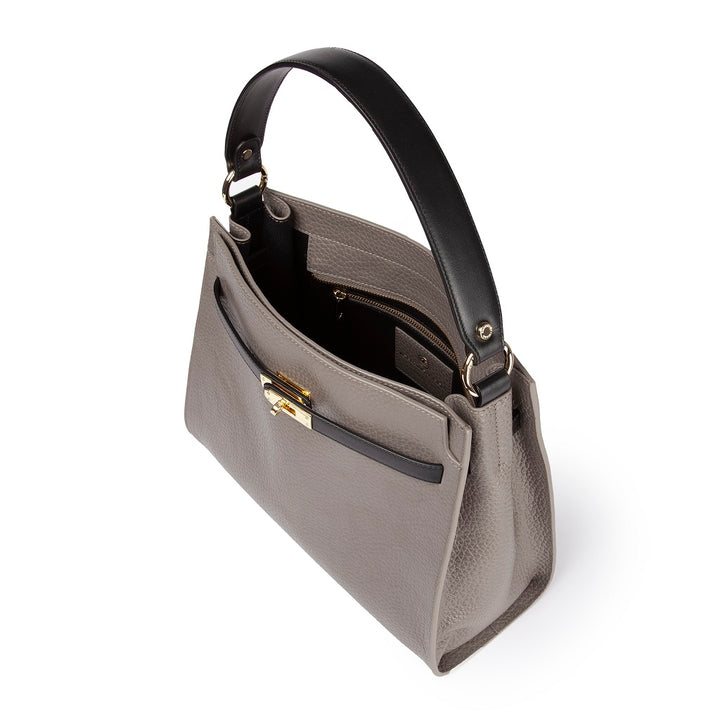 Roberta Gandolfi Frida Satchel in pelle martellata con tracolla logata in tessuto regolabile Fino Al -60%