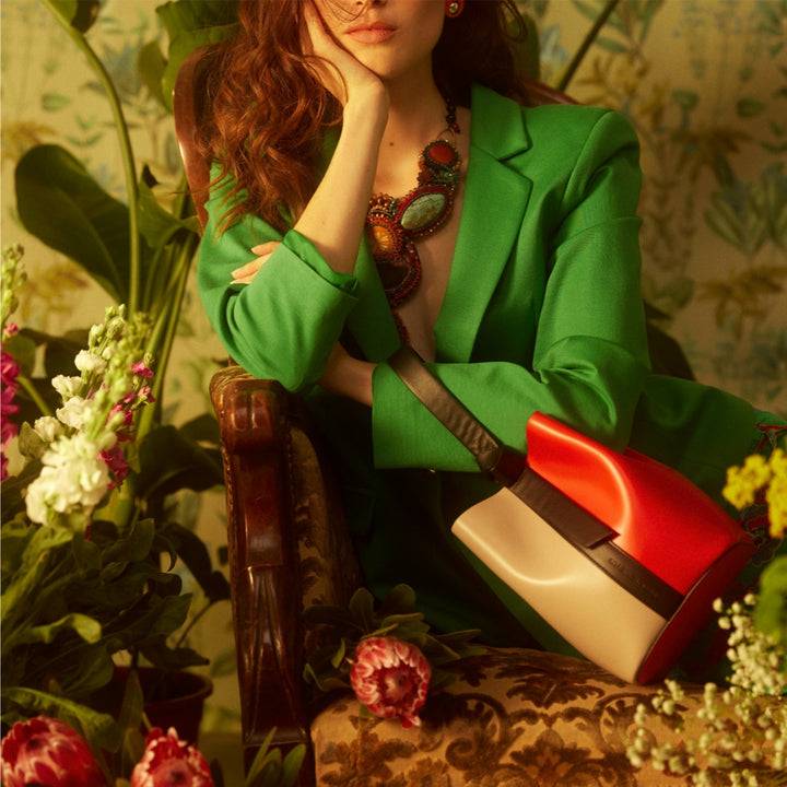 Roberta Gandolfi Cinzia Bucket small in pelle bicolor con tracolla staccabile Vendite Flash