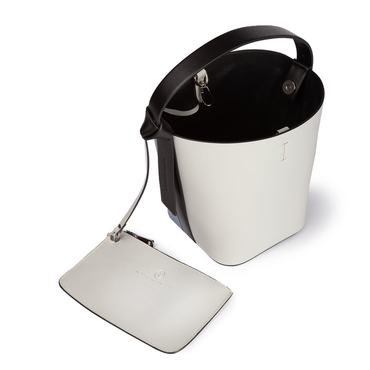 Roberta Gandolfi Cinzia Bucket medium medium in pelle bicolor con tracolla staccabile 2025
