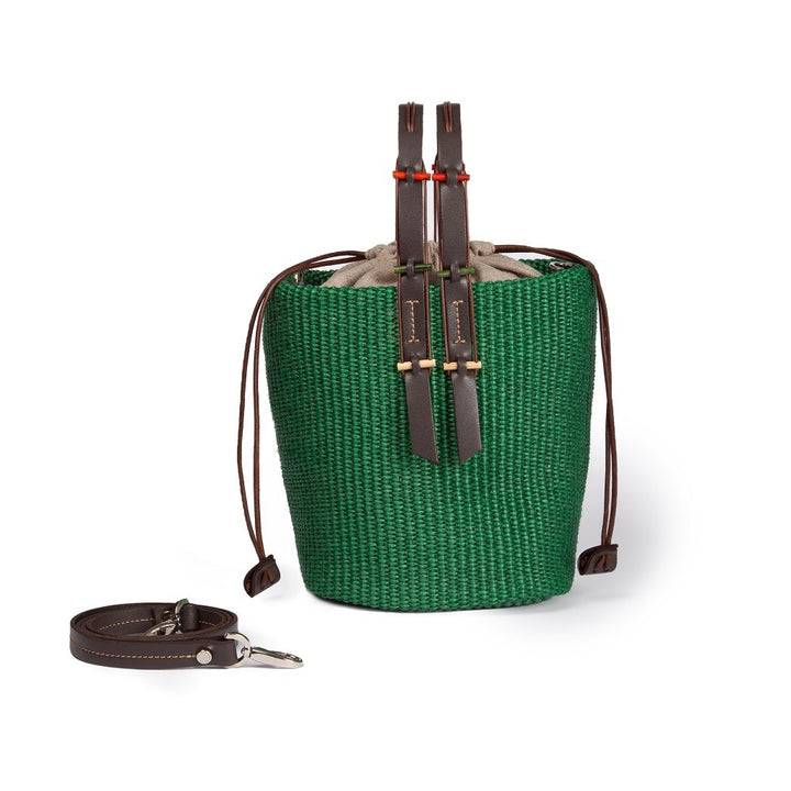 Roberta Gandolfi Fernanda Bucket in rafia con finiture in pelle di vitello con tracolla staccabile Negozi Online