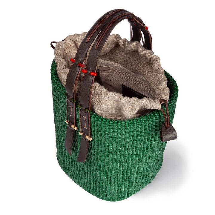 Roberta Gandolfi Fernanda Bucket in rafia con finiture in pelle di vitello con tracolla staccabile Negozi Online