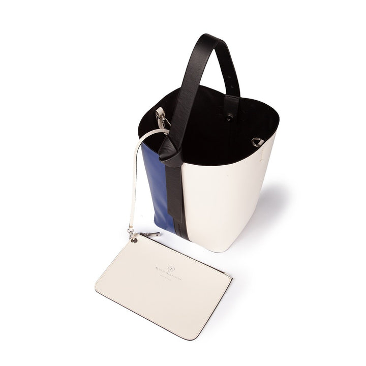 Roberta Gandolfi Cinzia Bucket medium medium in pelle bicolor con tracolla staccabile Presa