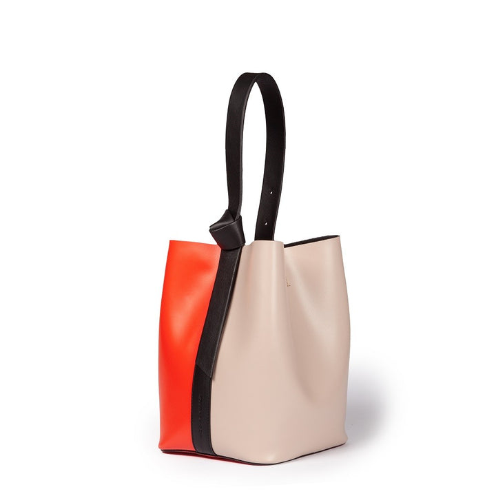 Roberta Gandolfi Cinzia Bucket medium in pelle bicolor con tracolla staccabile Sconto
