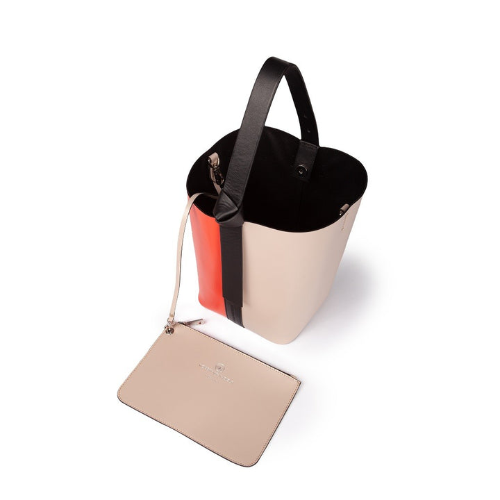 Roberta Gandolfi Cinzia Bucket medium in pelle bicolor con tracolla staccabile Sconto
