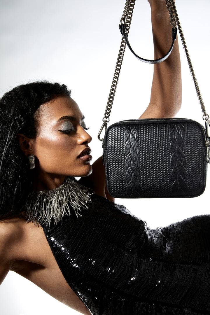 Roberta Gandolfi Camera Treccia borsa a spalla e crossbody in pelle stampata con tracolla catena Consegna Veloce