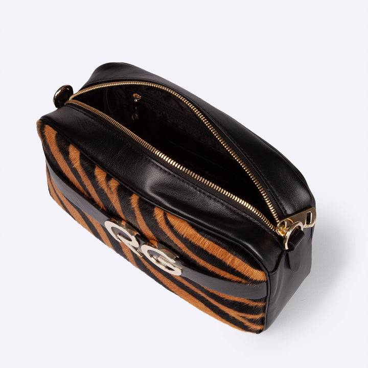 Roberta Gandolfi Dafne pony camera in pelle stampa animalier con tracolla staccabile Sottocosto