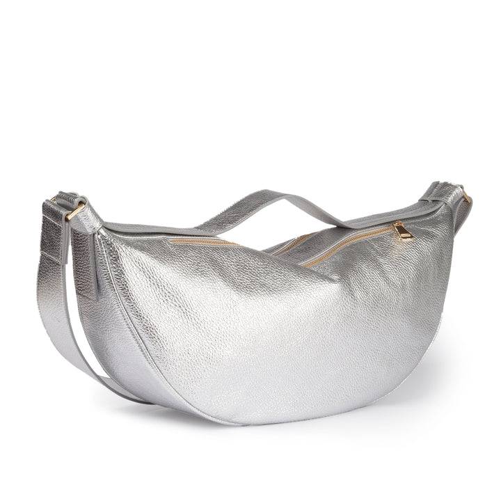 Roberta Gandolfi Micol Banana cross body in vitello martellato metal con tracolla regolabile I Più Venduti