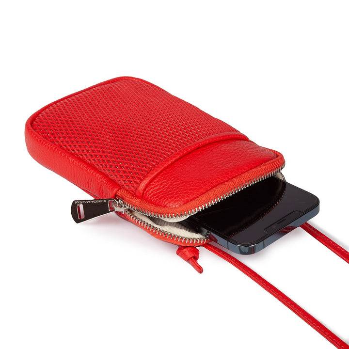 Roberta Gandolfi Yuma Phone holder in pelle di vitello con tracolla staccabile e regolabile e tasca esterna Consegna Veloce