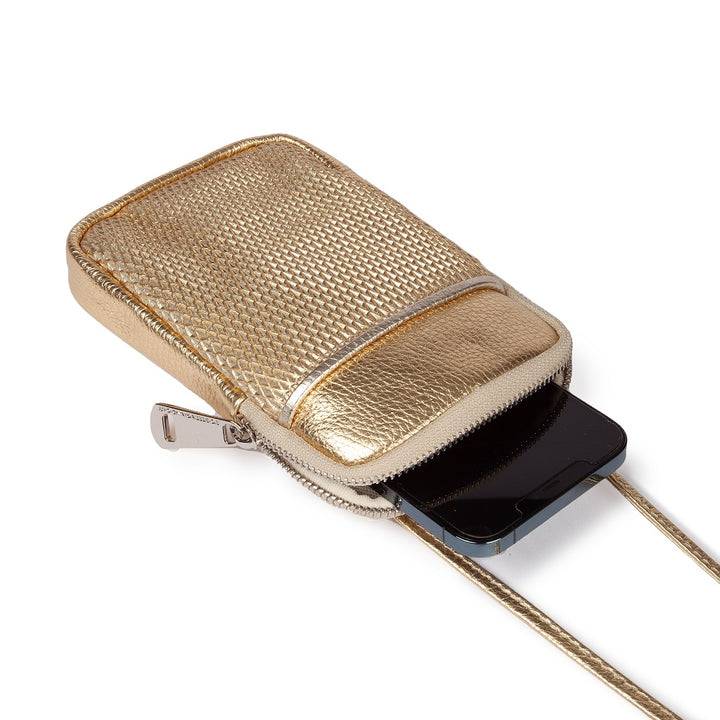 Roberta Gandolfi Yuma Phone holder in pelle di vitello con tracolla staccabile e regolabile e tasca esterna Shopping Online