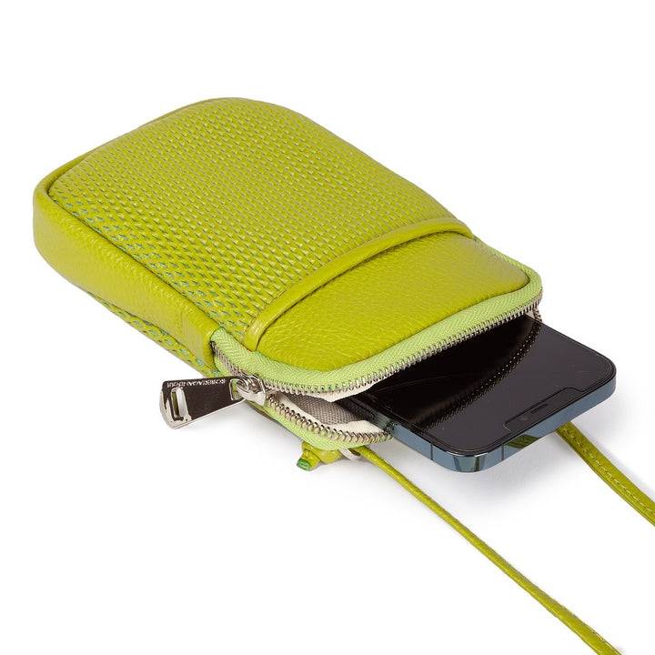 Roberta Gandolfi Yuma Phone holder in pelle di vitello con tracolla staccabile e regolabile e tasca esterna Affare Del Giorno