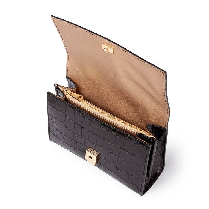 Roberta Gandolfi Nicole cocco compact crossbody borsa in pelle stampa cocco con tramezza interna e tasca esterna con tracolla staccabile e regolabile Fino Al -60%